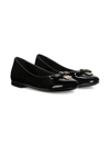 DOLCE & GABBANA DG-LOGO PATENT LEATHER BALLERINA SHOES