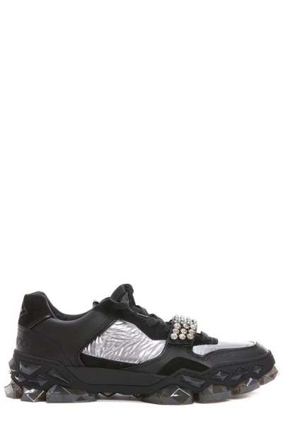 Jimmy Choo Diamond X Strap Sneakers In Black