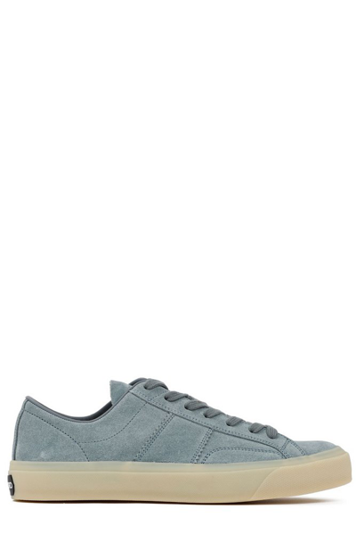 Tom Ford Men's Cambridge Suede Low-top Sneakers In Light Blue