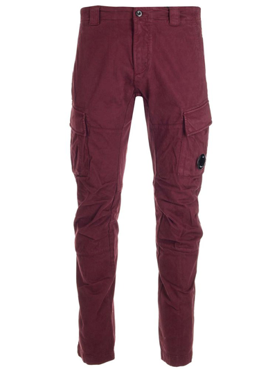 C.p. Company Tapered Leg Cargo Trousers In Burgundy