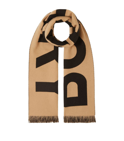 Burberry Wool Logo Scarf In Neutrals