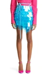 Attico Aurelie Embellished Mini Skirt In Turquoise