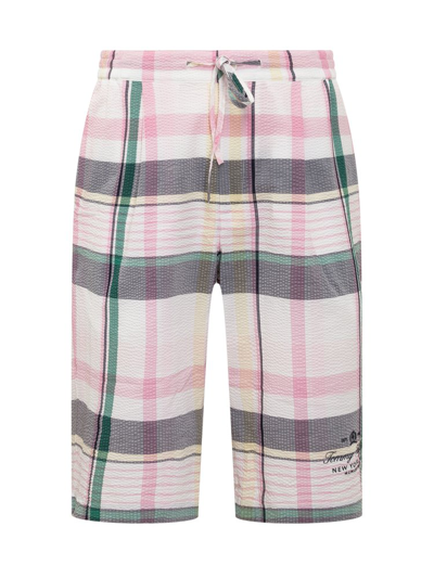 Tommy Hilfiger Madras Checked Seersucker Shorts In Pink