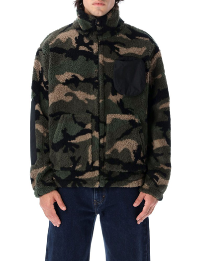Valentino Camouflage-pattern High-neck Regular-fit Woven Jacket In Green