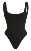 Hunza G Domino Seersucker Swimsuit In Black