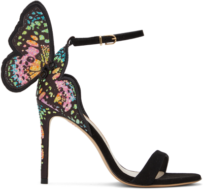 Sophia Webster Chiara Butterfly Embroidered Stiletto Sandals In Black