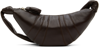 Lemaire Small Croissant Leather Shoulder Bag In Br490 Dark Chocolate