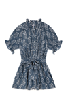 Juliet Dunn Women's Small Flower Blouson Cotton Mini Dress In Blue,orange