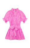 Juliet Dunn Women's Small Flower Blouson Cotton Mini Dress In Blue,orange