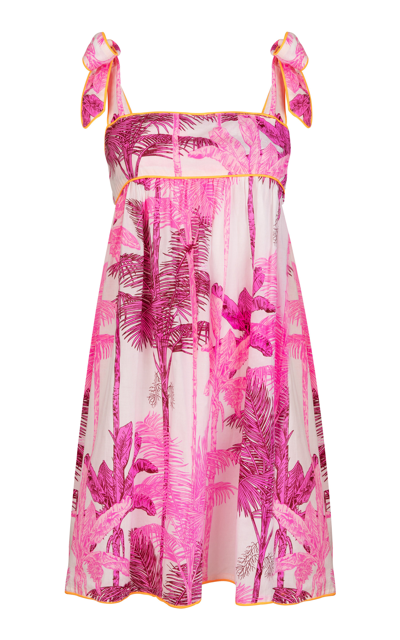 Juliet Dunn Women's Printed Cotton Mini Baby Doll Dress In Pink,green