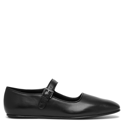 THE ROW AVA BLACK LEATHER BALLERINAS