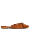 MANOLO BLAHNIK BALLERIMU TAN SUEDE FLAT MULES