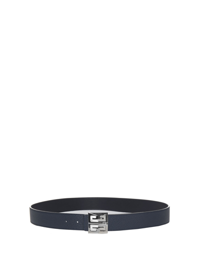 Givenchy 4g Reversible Leather Belt In Black,dark Blue