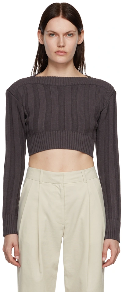 Low Classic Ribbed Cropped Sweater In Grau