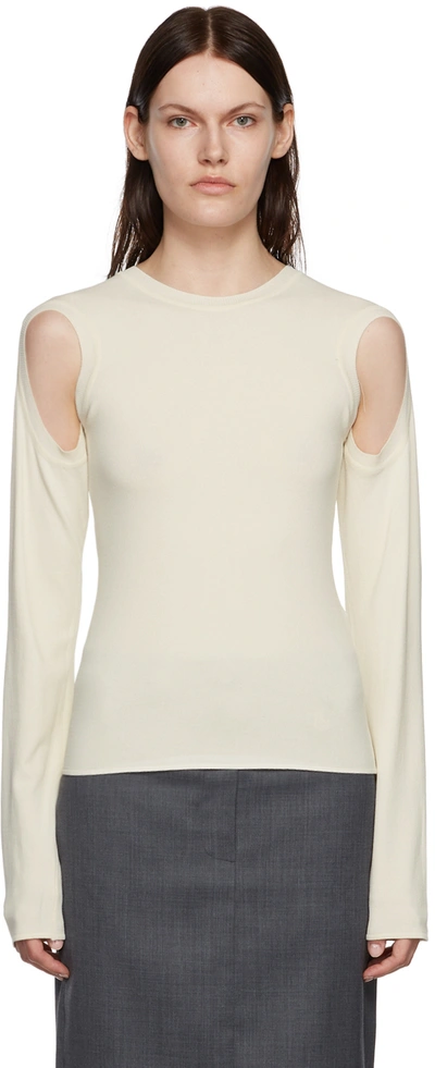 Low Classic Off-white Armhole Sweater In Ivory