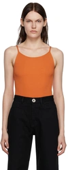 Low Classic Orange Rib Bodysuit In Orange