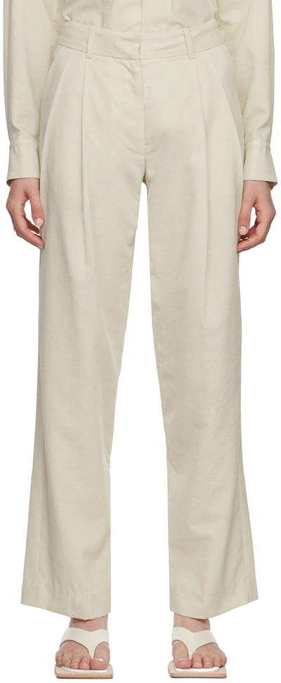 Low Classic Beige Linen Trousers In Neutral