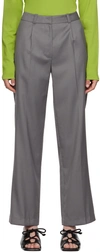 Low Classic Regular-fit Wide-leg Low-rise Woven Trousers In Grey