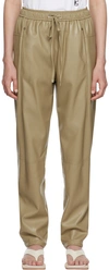 Low Classic Faux Leather Drawstring-fastening Trousers In Khaki Beige