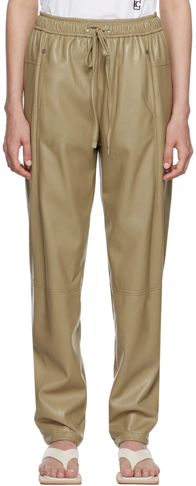 Low Classic Khaki Jogger Faux-leather Pants In Beige