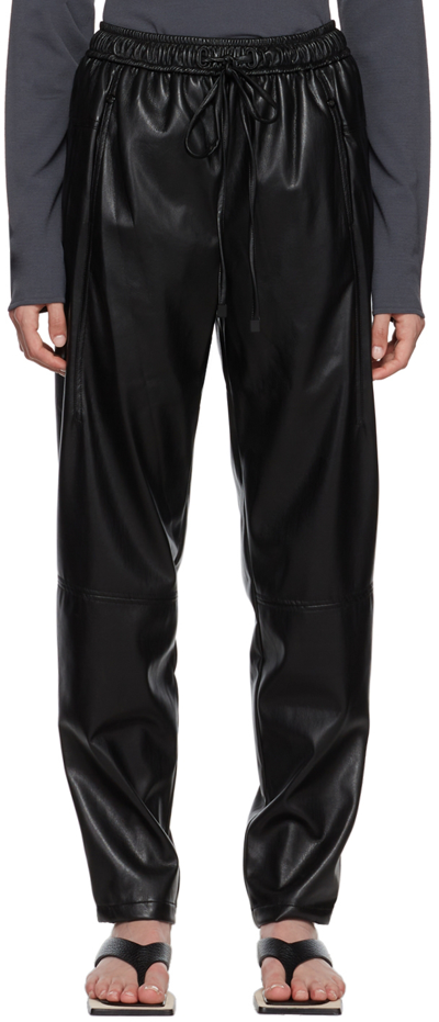 Low Classic Faux-leather Drawstring Trousers In Black