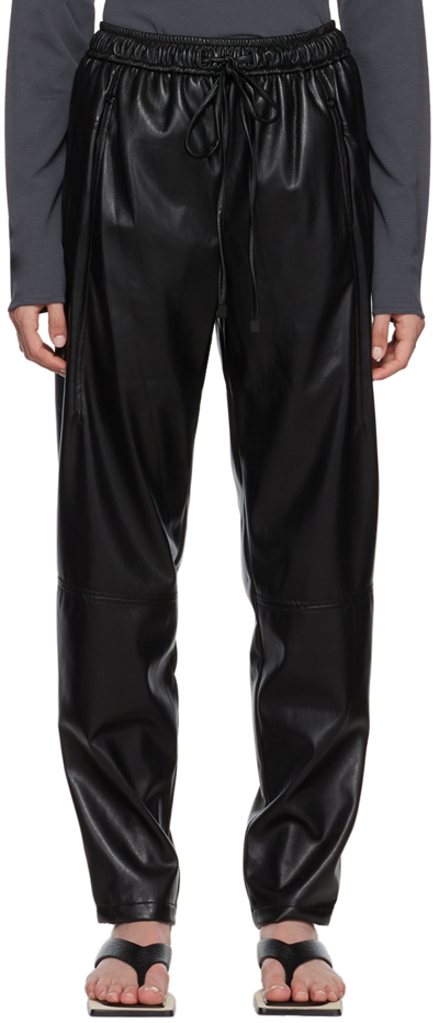 Low Classic Faux-leather Drawstring Trousers In Schwarz