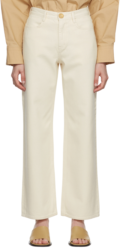 Low Classic Logo-tab Wide-leg High-rise Jeans In Ivory
