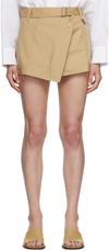Low Classic Asymmetric Canvas Wrap Skirt In Beige