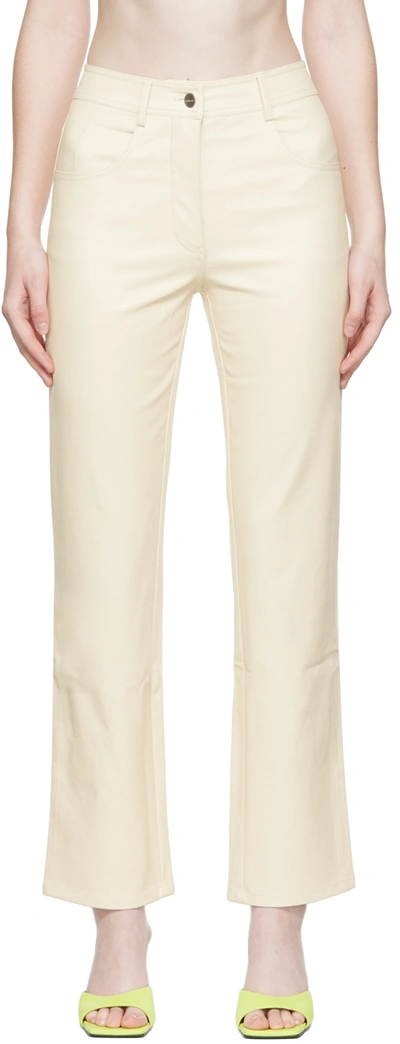 Miaou Off-white Junior Faux-leather Pants In Creme Vegan Leather