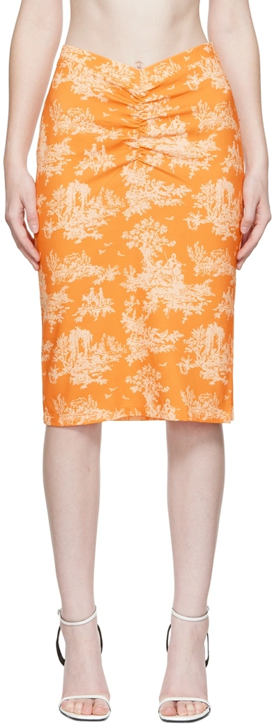 Miaou Orange Preston Clementine Toile Print Midi Skirt