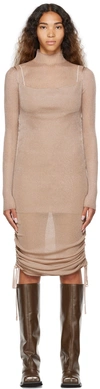 DION LEE TAUPE DRAPE MINIDRESS