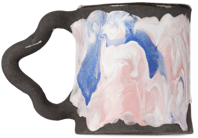 Harlie Brown Studio Ssense Exclusive Black Ceramic Mug In White Dreams