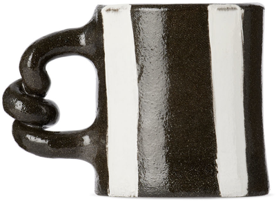 Harlie Brown Studio Black Latte Mug In White Glaze