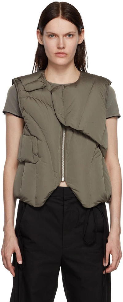 Heliot Emil Ssense Exclusive Gray Down Vest In Washed Khaki