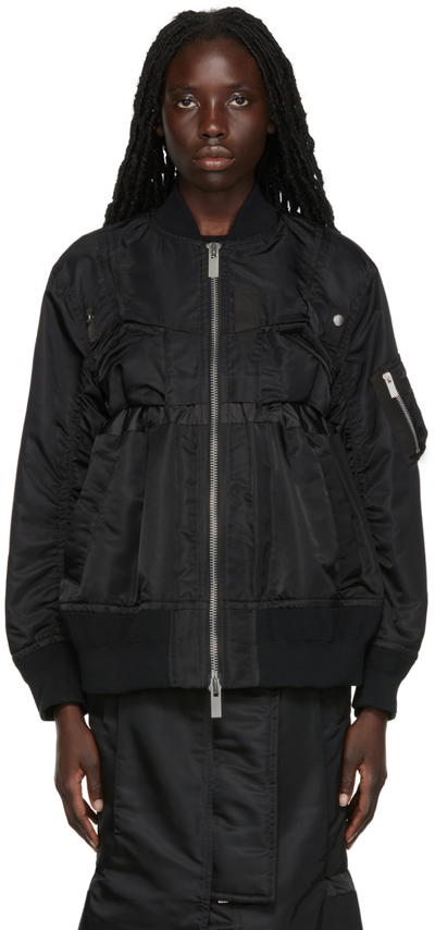 SACAI♡ Nylon Twill Mix Coat - BLACK 001 Nylon Twill Mix Coat | sacai Official Store サカイ オフィシャル