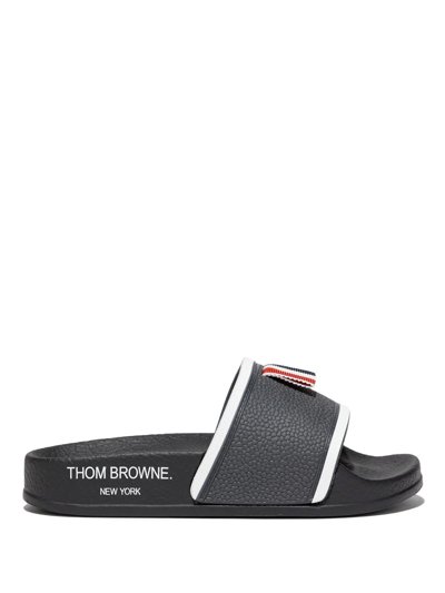 Thom Browne Rwb Stripe Open-toe Slides In 白色