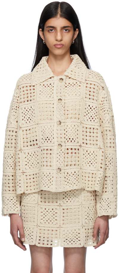 Holzweiler Bridget Crocheted Organic Cotton Jacket In Ecru