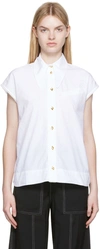 Ganni Scalloped Organic Cotton-poplin Shirt In White