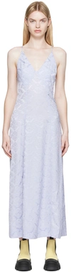 Ganni Floral Jacquard Midi Slip Dress In 560 Cosmic Sky