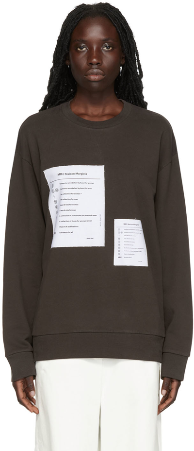 Mm6 Maison Margiela Numbers-patch Cotton Sweatshirt In Brown