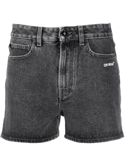 Off-white Diag-stripe Denim Shorts In 0701