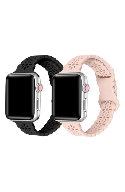 The Posh Tech Silicone Sport Apple Watch Band In Pink/ Black