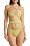 House Of Cb Asymmetric Cutout One-piece Swimsuit In Olive