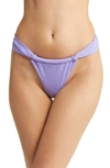 House Of Cb Athens Ruched High-rise Bikini Bottoms In Purple