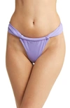 House Of Cb Athens Ruched High-rise Bikini Bottoms In Violet