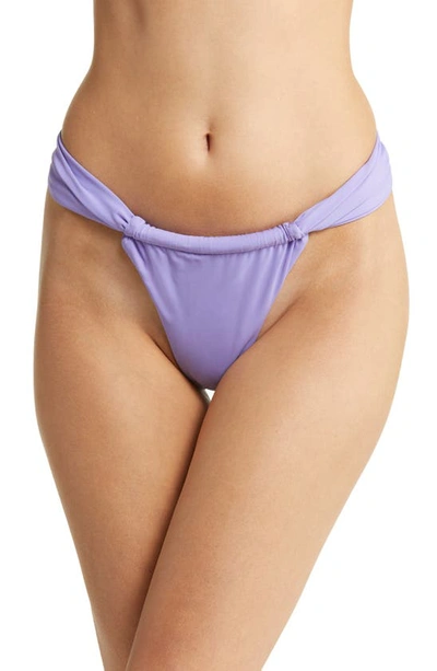 House Of Cb Athens Ruched High-rise Bikini Bottoms In Purple