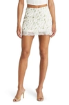 House Of Cb Floral Print Lace Trim Satin Miniskirt In Garden Print