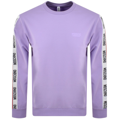 Moschino Logo-tape Relaxed-fit Stretch-cotton Sweatshirt In Purple