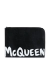 Alexander Mcqueen Leather Logo-print Document Holder In Black