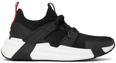 Moncler Lunarove Rubber And Leather-trimmed Neoprene Sneakers In Black